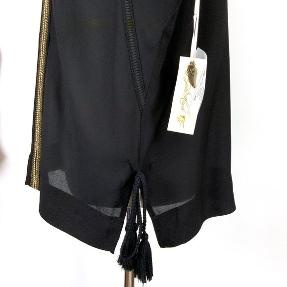 New Gold Hawk BOHO Black Long Sleeve Embroidered Blouse  Sz M - Picture 14 of 16